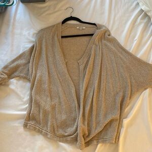Madewell short sleeve sand camel light brown tan colored cardigan